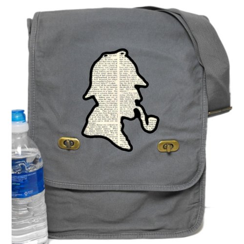 Gray Messenger Bag w Sherlock Holmes Print
