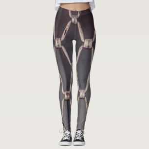 Gray metal chain link industrial leggings