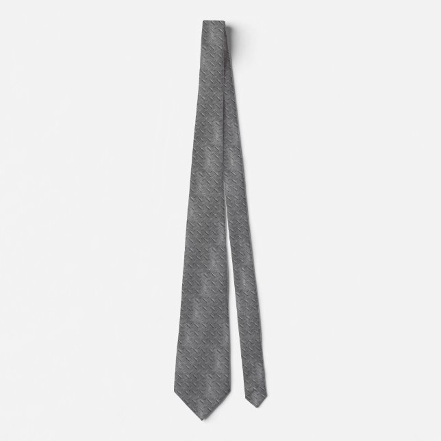 Gray Metal Diamond Plating Neck Tie (Front)