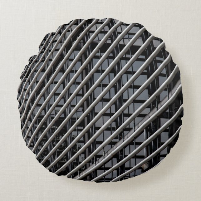 Gray metal frame round pillow (Front)