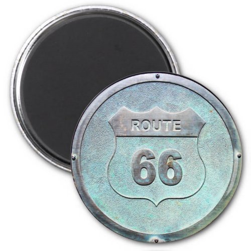 Gray Metal Route 66 Plaque Magnet