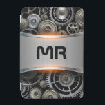 Gray metallic background iPad mini cover<br><div class="desc">Image of a metallic gray background with black customizable text.</div>