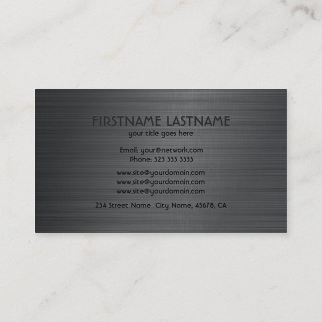 Gray Metallic Brushed Aluminum Look 2 Business Card (Back)