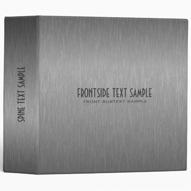 Gray Metallic Brushed Aluminum Look 3 Ring Binder (Front/Spine)
