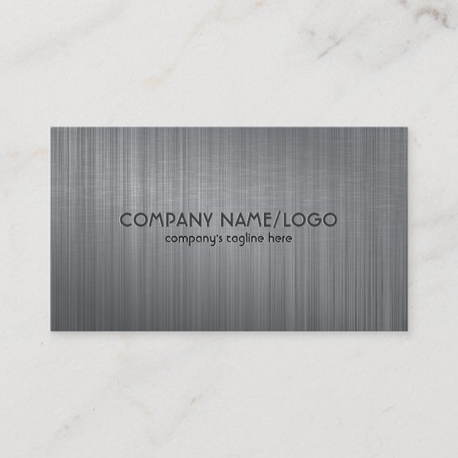 Gray Metallic Brushed Aluminum Look Business Card (Front)