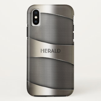 Gray Metallic Geometric Design iPhone X Case