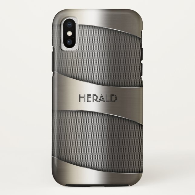 Gray Metallic Geometric Design Case-Mate iPhone Case (Back)