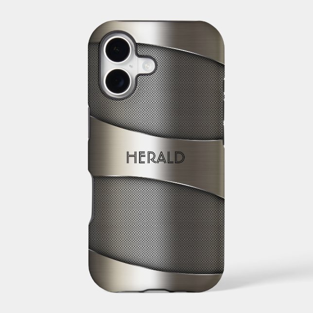 Gray Metallic Geometric Design Iphone Case (Back)