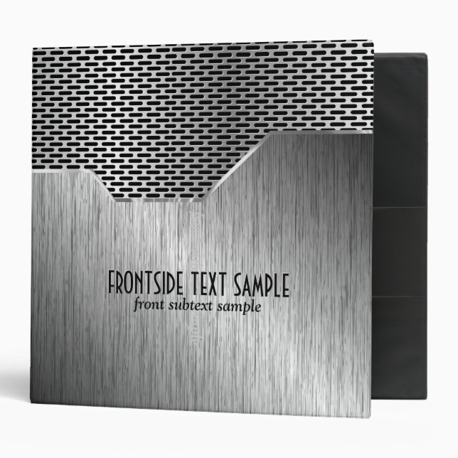 Gray Metallic Look Brushed Steel 3 Ring Binder (Front/Inside)