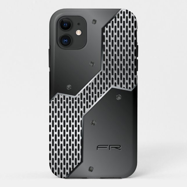 Gray Metallic Print Geometric Pattern. Case-Mate iPhone Case (Back)