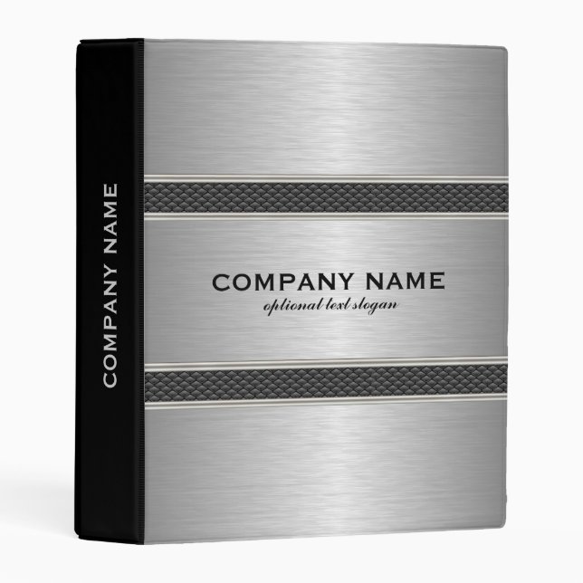 Gray Metallic Texture Geometric Design Mini Binder (Front/Spine)