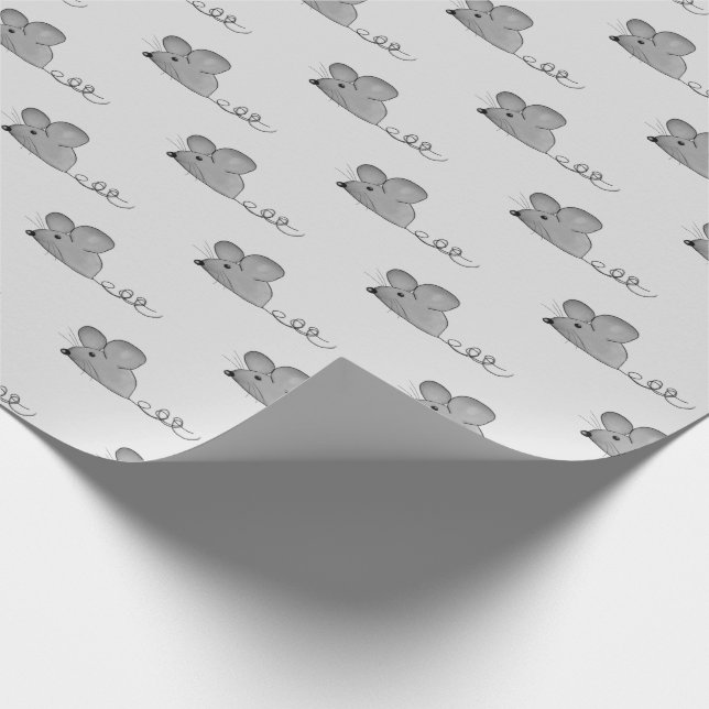 gray mice on light gray wrapping paper (Corner)