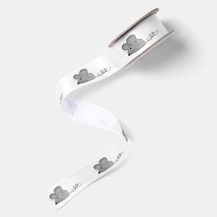 Gray Mice on White Satin Ribbon
