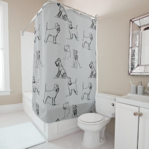 Gray Miniature Schnauzer Line Art 1-5 Shower Curtain
