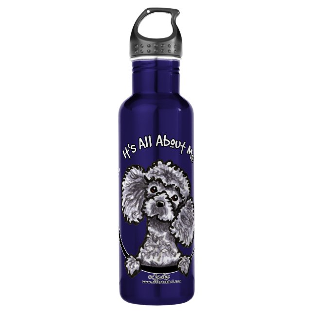 Gray Miniature Toy Poodle IAAM Water Bottle (Front)