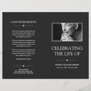 Gray Minimal Celebration of Life Funeral Program