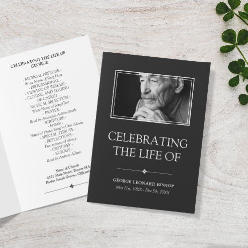 Gray Minimal Celebration of Life Funeral Program