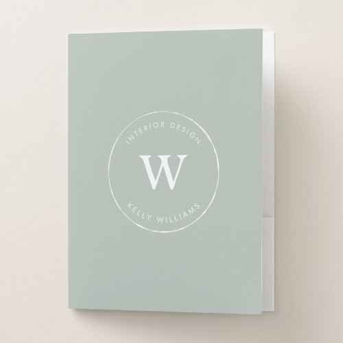 Gray Minimal Circle Business Monogram Branding Pocket Folder