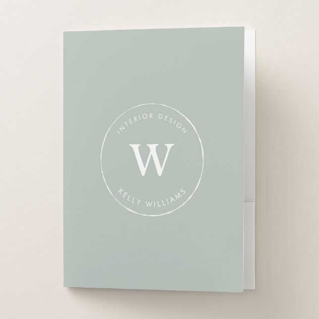 Gray Minimal Circle Business Monogram Branding Pocket Folder (Front)