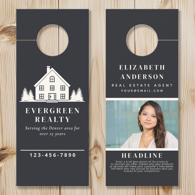 Gray Minimal Rustic Real Estate Agent House Photo Door Hanger (Creator Uploaded)