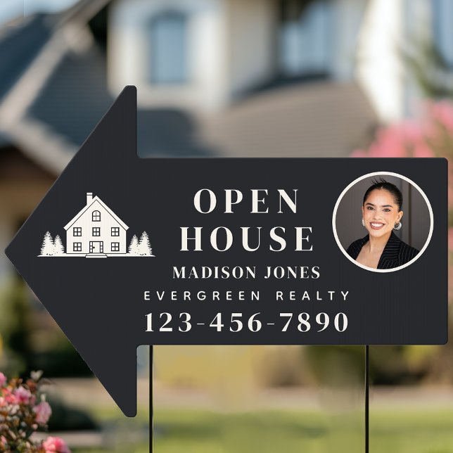 Gray Minimal Rustic Realtor Photo Open House  Sign (Creator Uploaded)