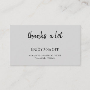 Gray Minimal Thank You Discount Rewards Card