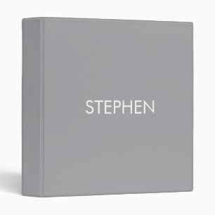 Gray minimalist custom name 3 ring binder