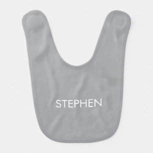 Gray minimalist custom name  baby bib