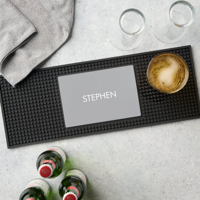 Gray minimalist custom name  bar mat  (Insitu (Bar 1))