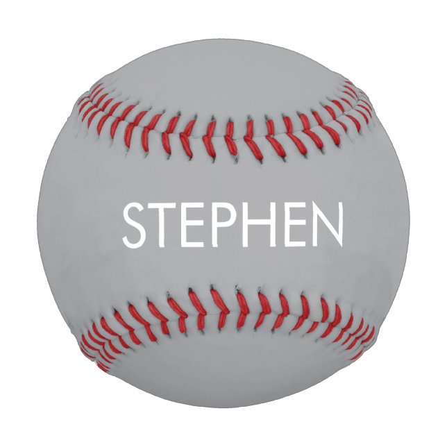Gray minimalist custom name  baseball (Front)