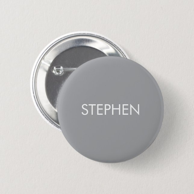 Gray minimalist custom name  button (Front & Back)