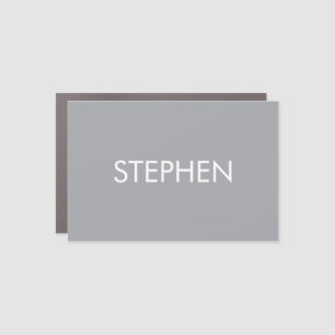Gray minimalist custom name  car magnet