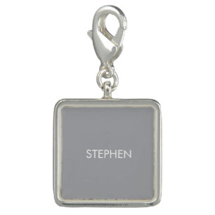 Gray minimalist custom name  charm