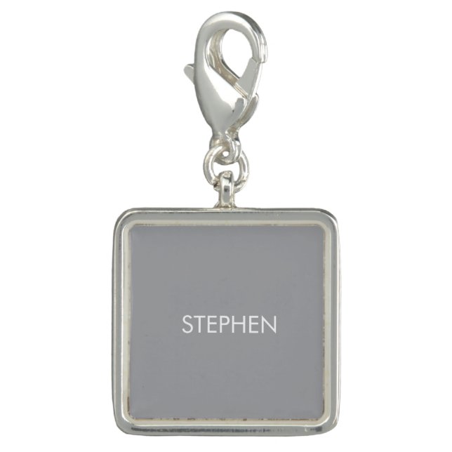 Gray minimalist custom name  charm (Front)