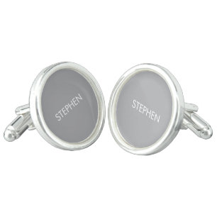 Gray minimalist custom name  cufflinks