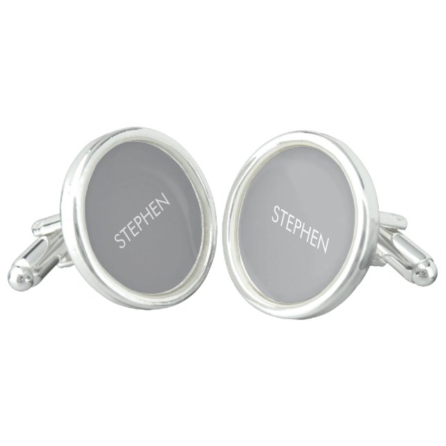 Gray minimalist custom name  cufflinks (Angled)