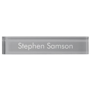 Gray minimalist custom name desk name plate