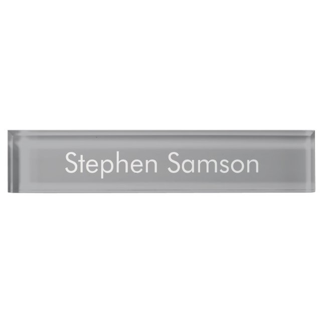 Gray minimalist custom name  desk name plate (Front)