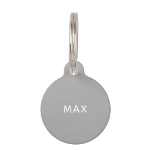 Gray minimalist custom name dog tag