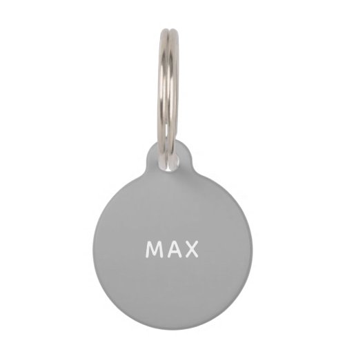 Gray minimalist custom name dog tag