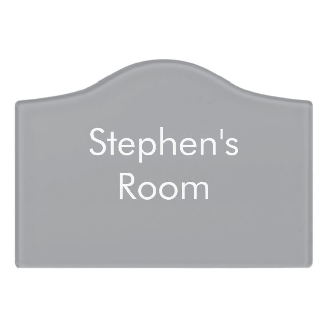 Gray minimalist custom name  door sign (Small Crest Front)