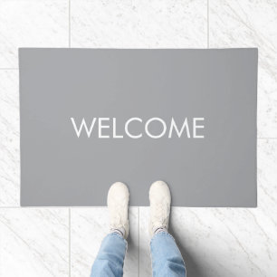Gray minimalist custom name  doormat