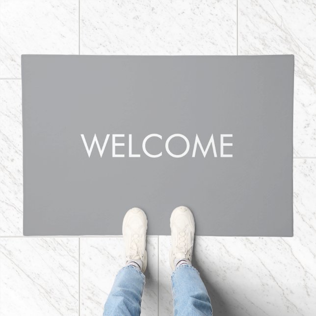 Gray minimalist custom name  doormat (Indoor)