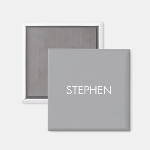 Gray minimalist custom name  magnet