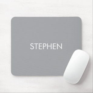 Gray minimalist custom name mouse pad