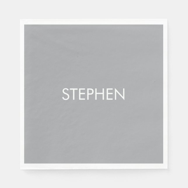 Gray minimalist custom name  napkins (Front)