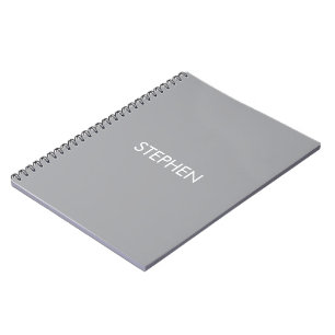 Gray minimalist custom name notebook