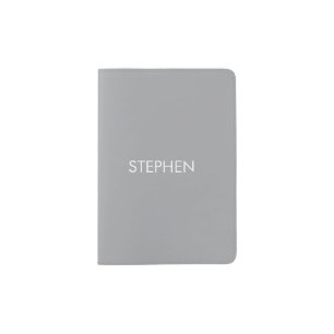 Gray minimalist custom name passport holder