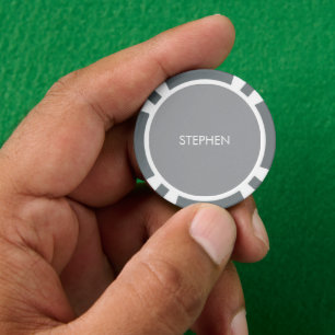 Gray minimalist custom name poker chips