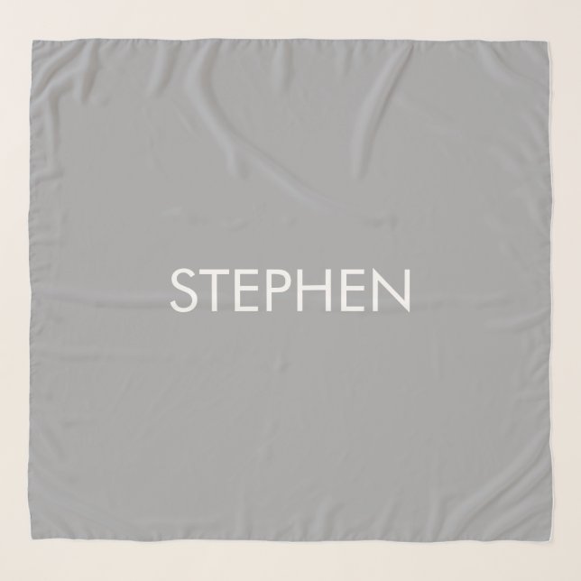 Gray minimalist custom name  scarf (Front (Horizontal))